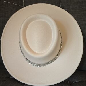 Dolls Kill Elegant Cream Hat with Silver Accents